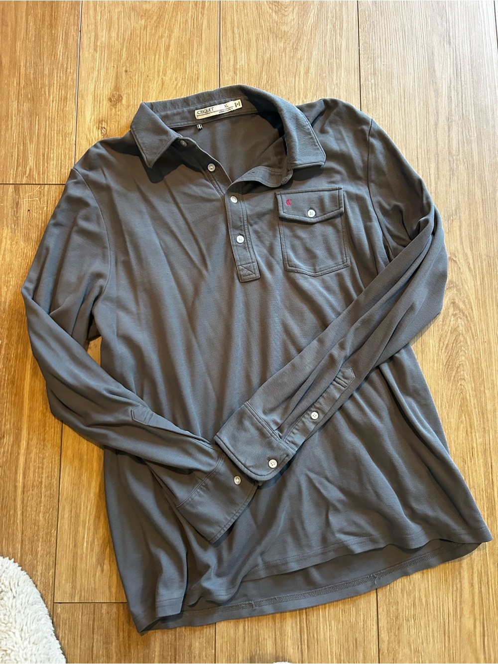 Criquet Long Sleeve Polo - Charcoal Gray